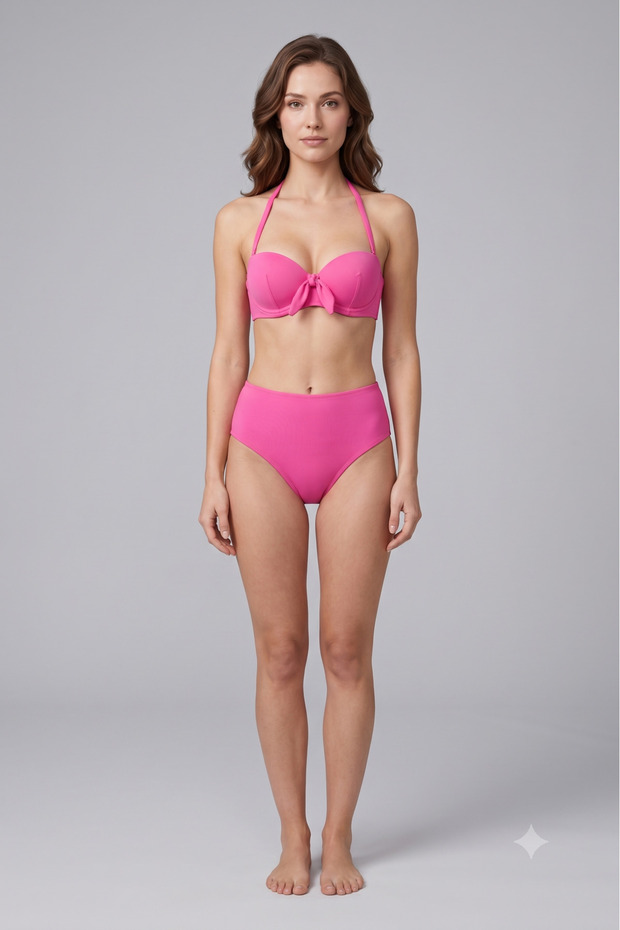 Women's High Waist Support Bikini Set – Stylish and Comfortable Swimwear Set with Tie Detail