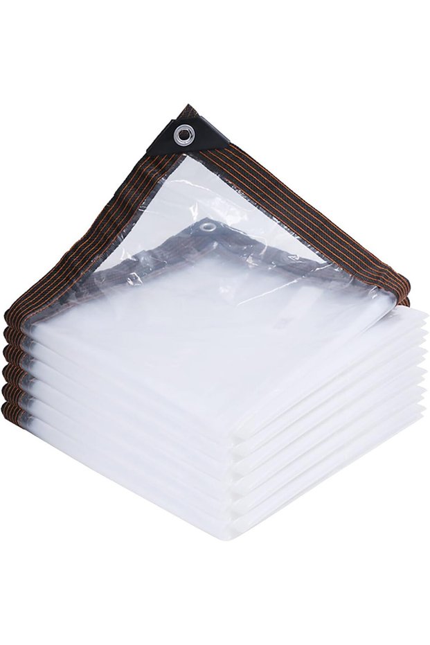 2x4m Transparent Rainproof Tarpaulin with Grommets, Heavy Duty Waterproof Outdoor Windproof Clear Enclosure Sheet for Greenhouse