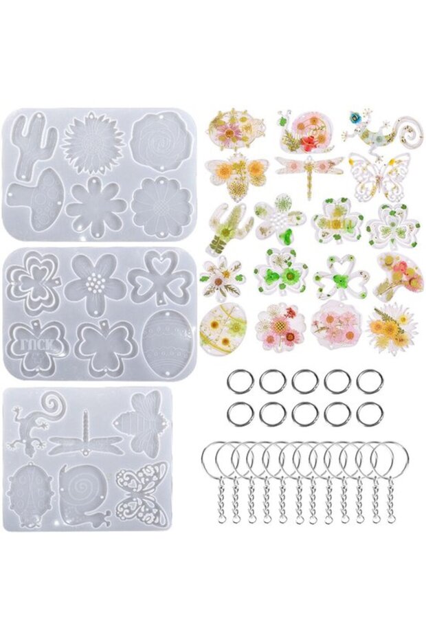 Silicone Resin Jewelry Molds - Multifunctional Earring and Keychain Set - Includes 3 molds and accessories