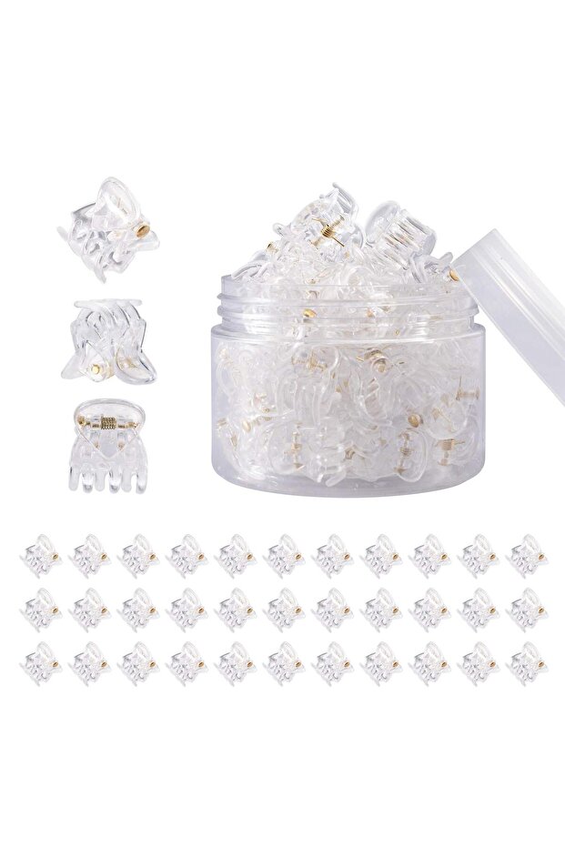 36-Pack Clear Plastic Mini Hair Clips, Small Decorative Bangs & Bun Accessories for Kids & Adults (White)
