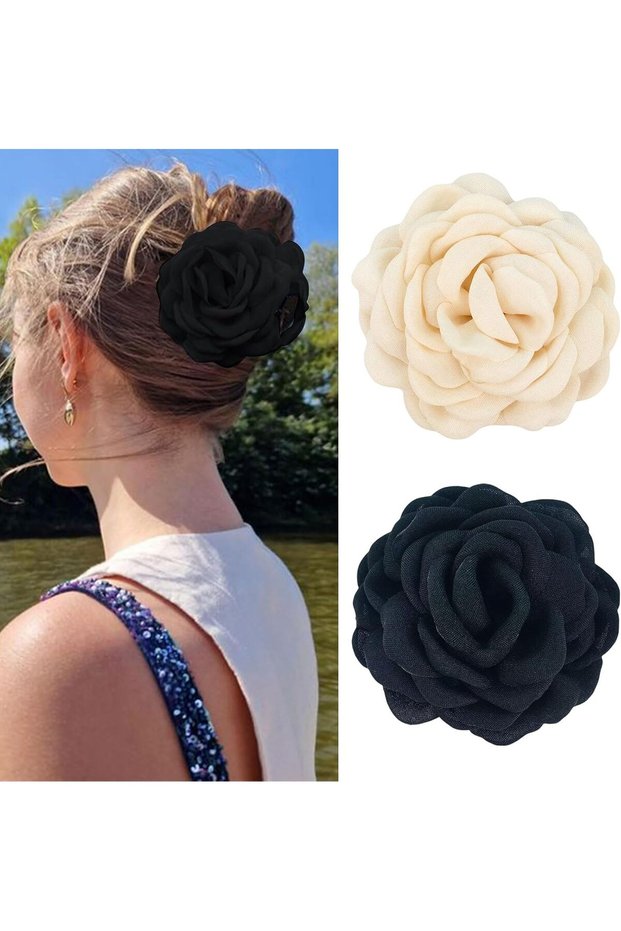 Two-pack of large Hawaiian hair clips, suitable for women and girls, adorned with flowers.