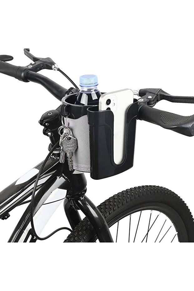 3-in-1 bicycle cup holder with phone and key holder, bicycle beverage bottle and beer holder, handlebar mount, suitable for bicycles and scooters.