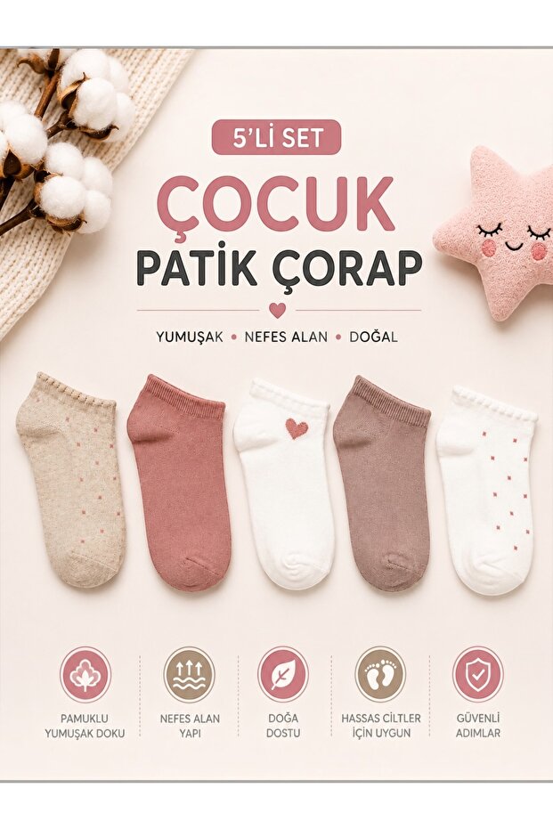 Children's Booties Socks 5-Pack