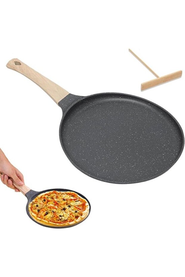 Black crepe pan 24cm - non-stick pan - dough divider - pancakes flat pan with non-stick coating