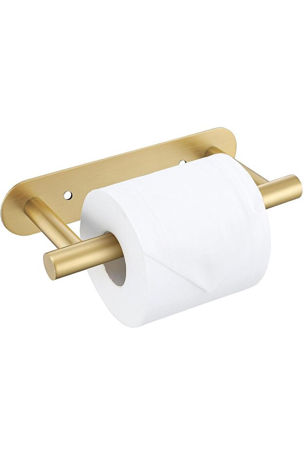 Upgraded Modern Double-Base Wall-Mounted Toilet Paper Holder (Brushed Gold SUS304)