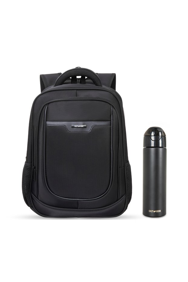 16” School Backpack with Laptop Sleeve & 640ml Insulated Stainless Steel Spray Water Bottle Set – Black