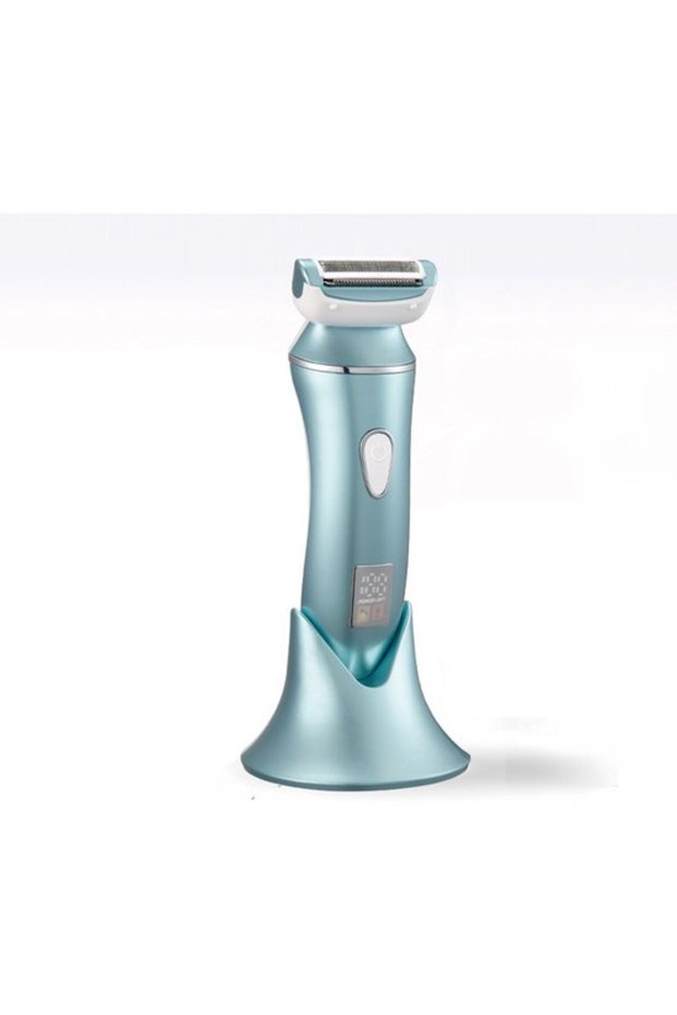 Women's Hair Removal Device - Waterproof Hair Removal Device with LCD Display - 3-in-1 Blade Head for Face, Underarms, Legs, and Bikini Line - Blue