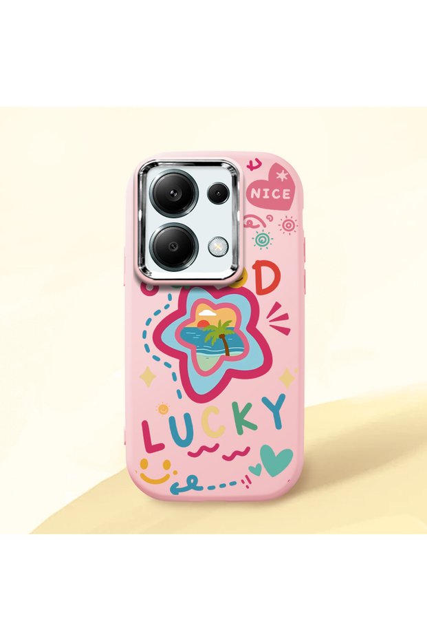 Poco M6 Pro 4g Compatible Case Camera Protector Pink Silicone Couple Phone Case Heart Pattern
