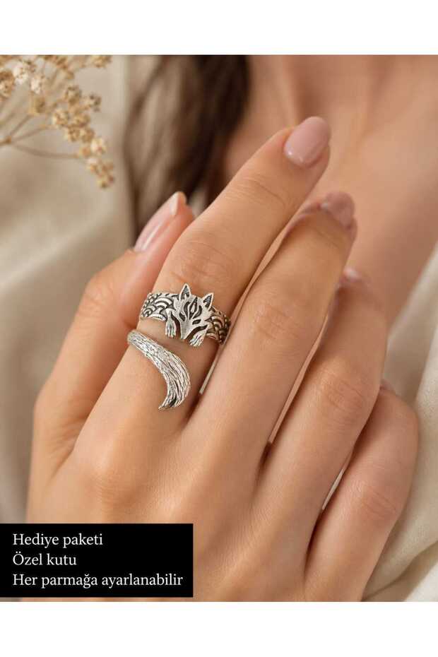 Adjustable Fox Motif Bohemian Women's Ring – Silver Color