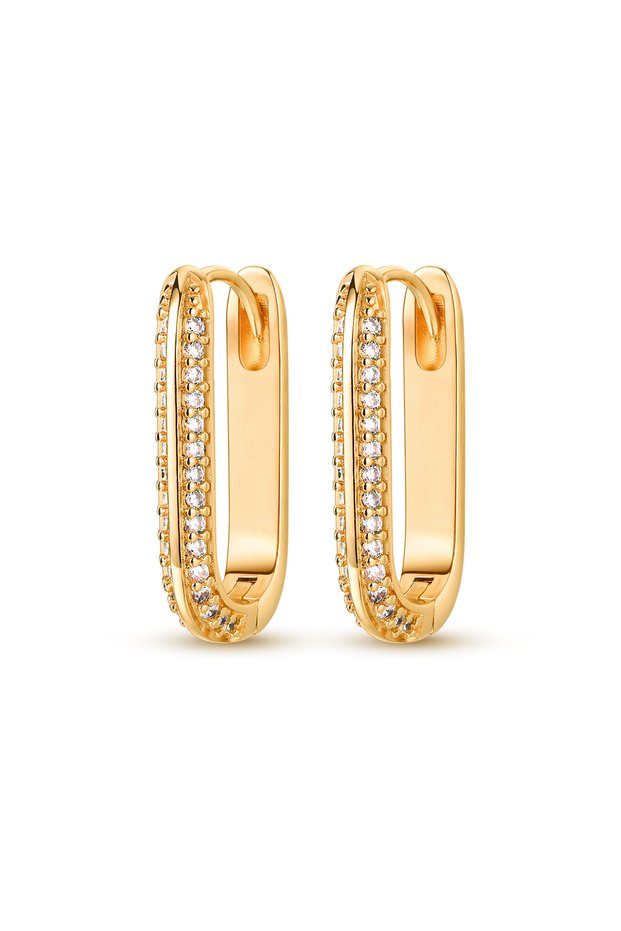 KTE023-GD Original 925 Silver Hoop Gold Earring For Woman Heart Star Moon Zircon Pendientes Fashion
