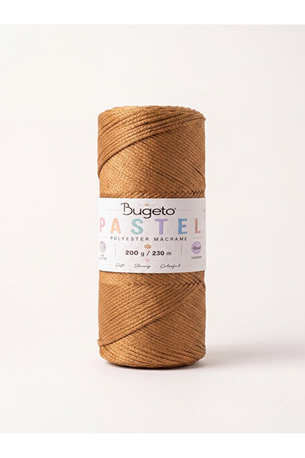 Pastel Polyester Macrame Cord 200 Gr 230 Mt 2 mm Bag and Supla Yarn Tan