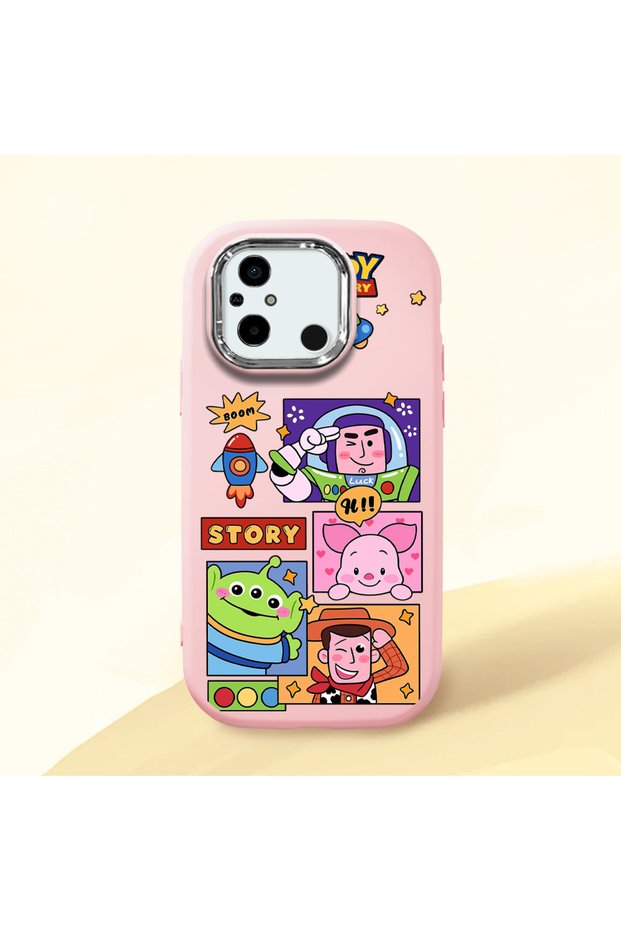 Poco C55 Compatible Shock-Absorbing Camera Protected Pink Silicone Case