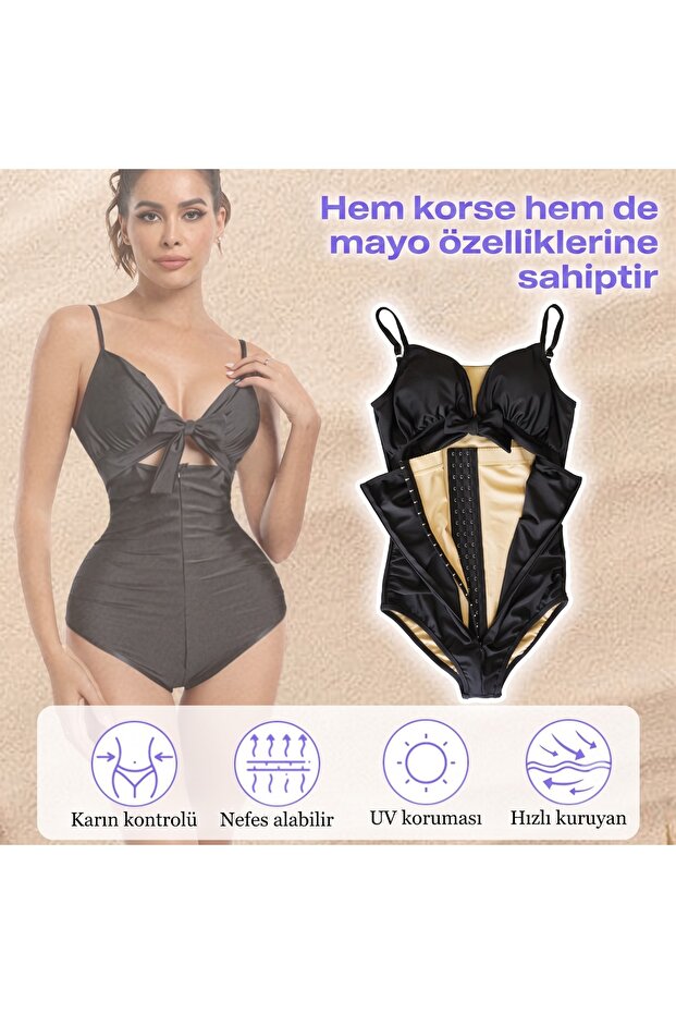 Corseted Swimsuit Breathable Tummy Control Shaper Women