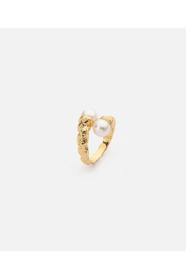 Textured Ring with Artificial Pearls
