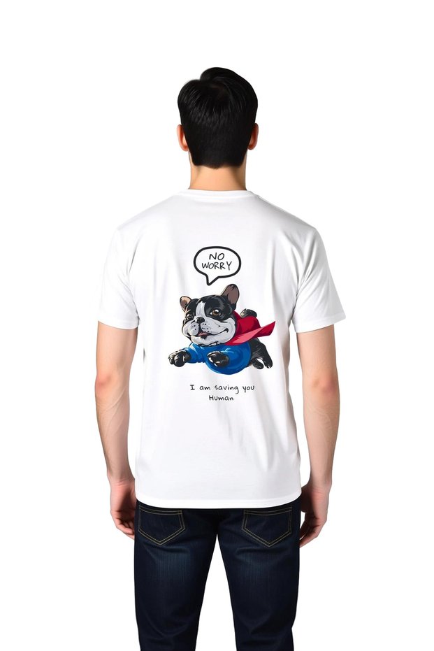 Men's Dog Printed T-Shirt Savior Design Relaxed Fit Casual Wear Modern Stylish Comfortable Elegant