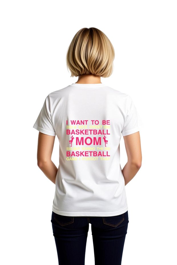 Women's Basketball Mom Humorous Printed Short Sleeve T-Shirt Relaxed Fit Casual Wear Modern Stylish Comfortable