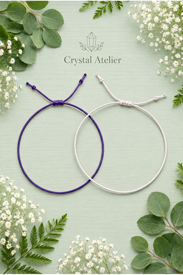 Purple and White Rope Bracelet Set Handmade Adjustable Macrame Lover Friend Bracelet