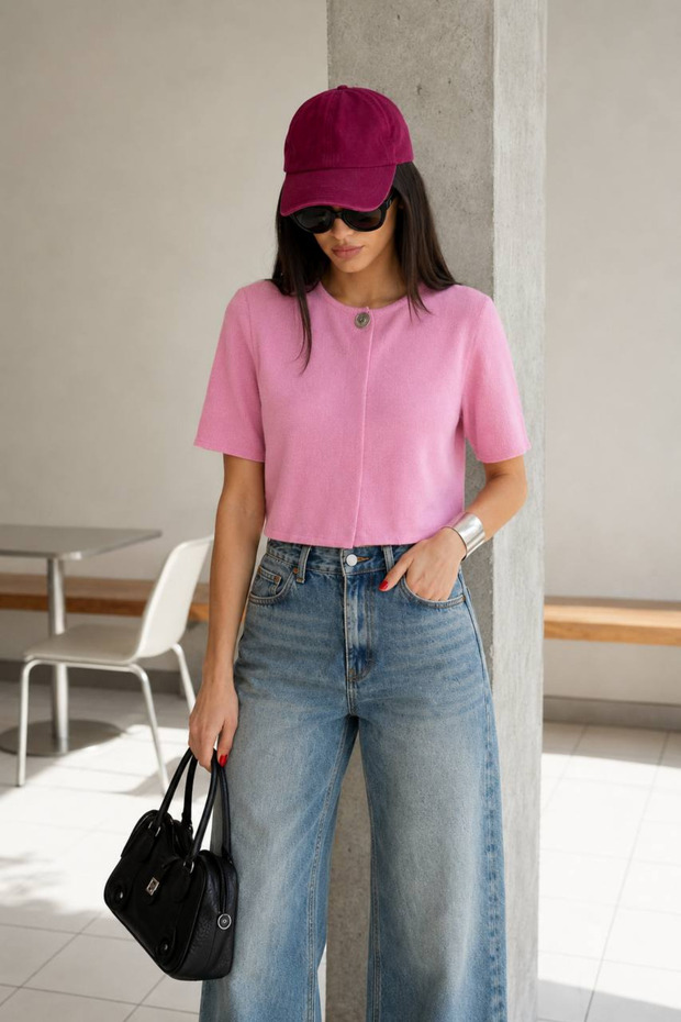 Women's Single Button Short Sleeve Knitwear Vest