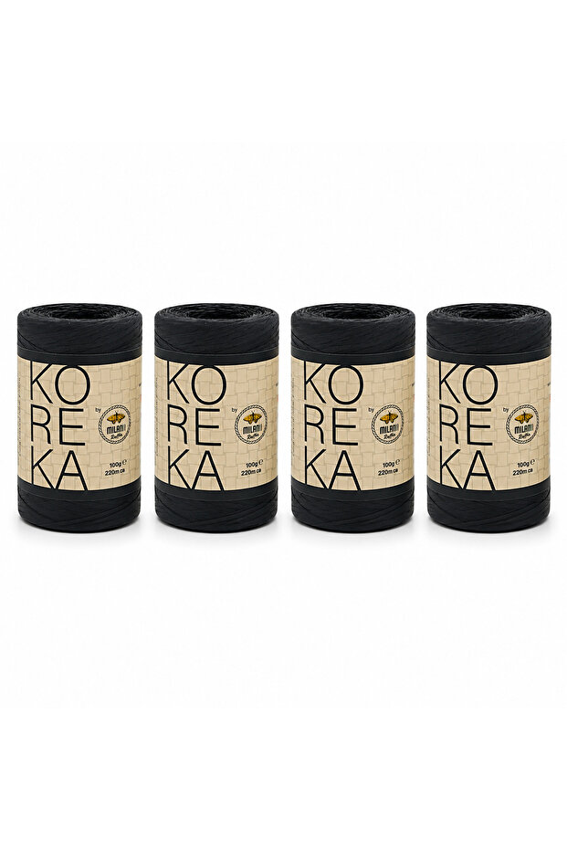 Koreka Raffia Paper Thread 80 No Black 4 Pieces 400 Gr 880 Mt Bag Basket Macrame Knitting Thread