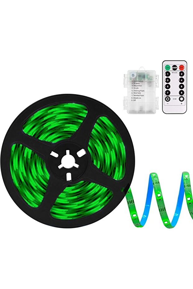 Battery Powered Led Strip Lights with Remote Warm White, 8 Modes, Dimmable, Timer, Self-Adh