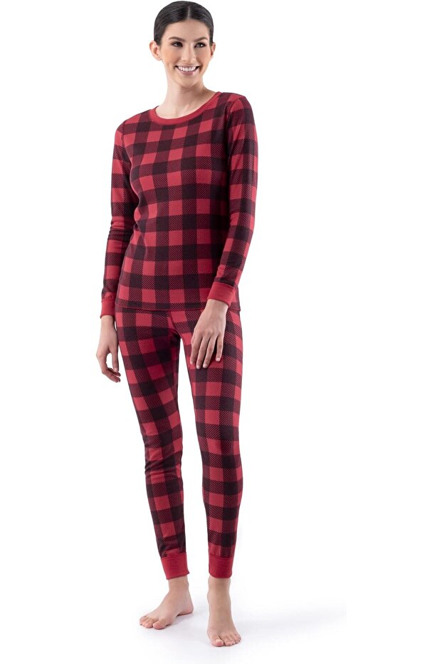 womens Micro Waffle Premium Thermal Set Pajama Set