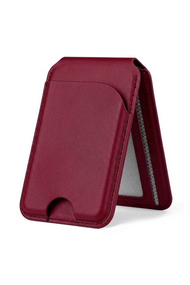 Red 2 in 1 Magnetic MagSafe Wallet Stand, Leather Magnetic Card Holder Wallet for IPhone16/15/14/13/