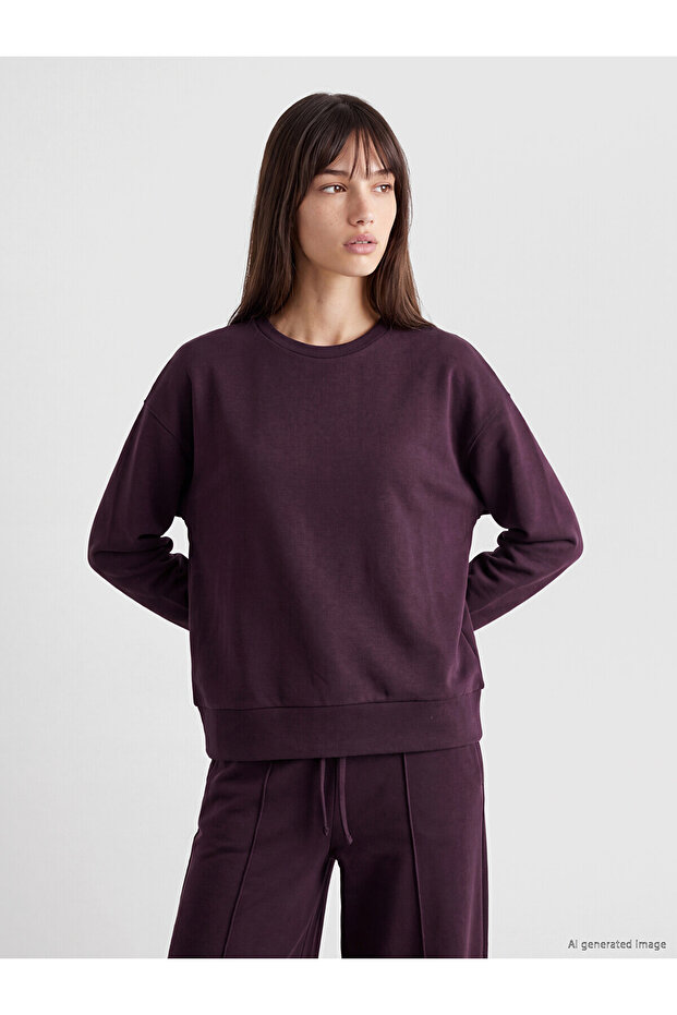 Xside Mürdüm Soft Tocuh Oversize Women's Sweatshirt