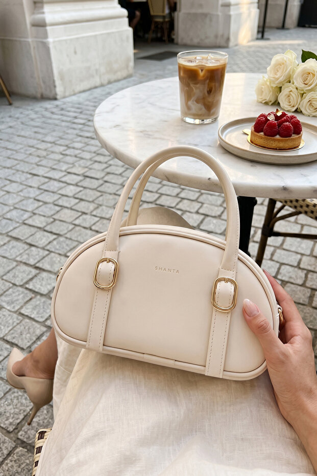 Buckle Oval Cut Trendy Model Women's Crossbody Bag with Hand and Shoulder Strap