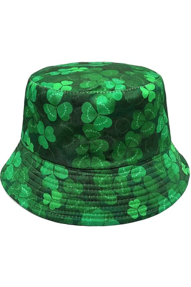Green leaf fisherman's hat—unisex, Irish sun hat, reversible design, ideal for outfits, travel, and beach parties.