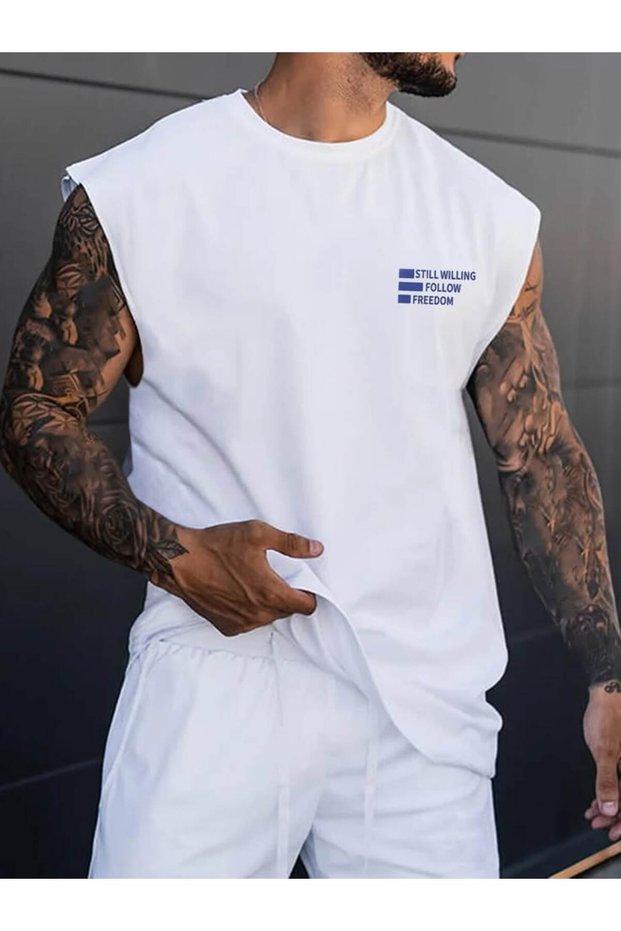 Men's Oversize Printed Athlete T-Shirt with Crew Neck, Relaxed Fit, Casual Sports Athlete T-Shirt