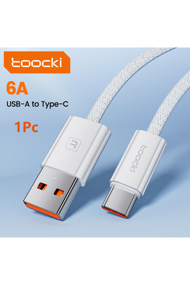 toocki 1m 1Pc White Toocki 6A 66W USB Type C Cable For Huawei P60 P50 P40 P30 Mate Honor 70 Pro Fast