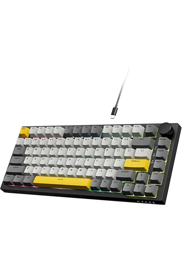 كيبورد العاب ميكانيكي اجاز قابل للتبديل السريع من اتاك، كيبورد العاب سلكي باضاءة خلفية TKL RGB 75% م