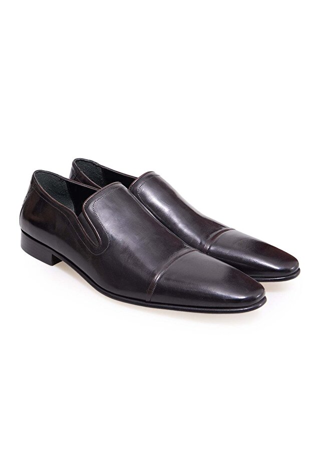 Brown Laceless Genuine Leather Leather Sole Men's Shoes