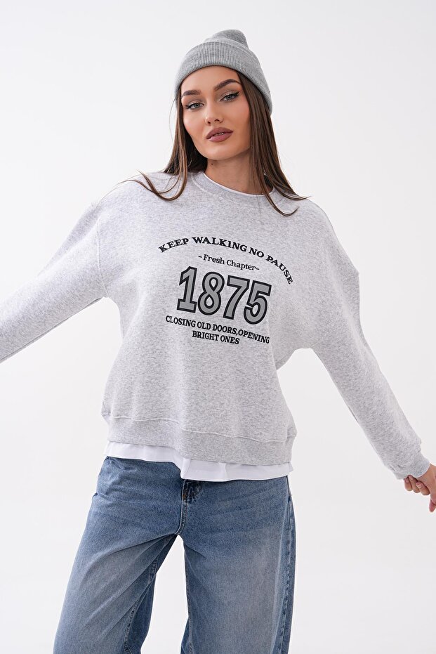Women's Printed Couple Look Crew Neck Sweatshirt 265127 -