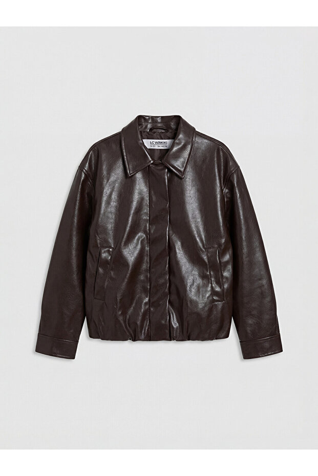 Lcw Kids Brown Leather Look Girl's Coat