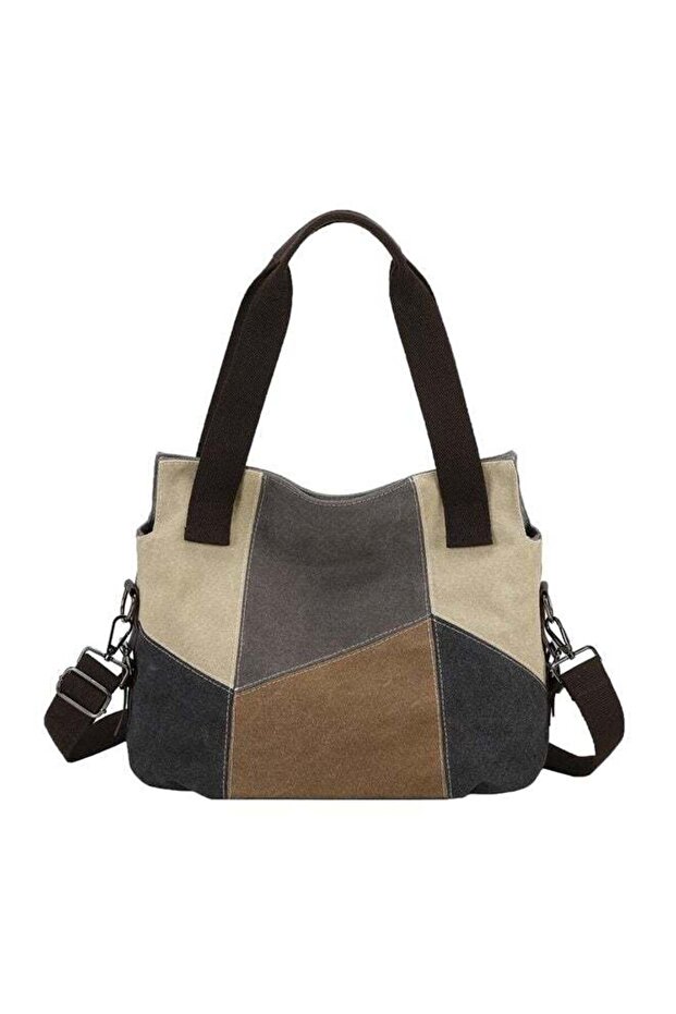 Women's Canvas Handbags Tote Purse for Work, Medium Casual Multi Pocket Crossbody Tote Bag with Shoulder Strap