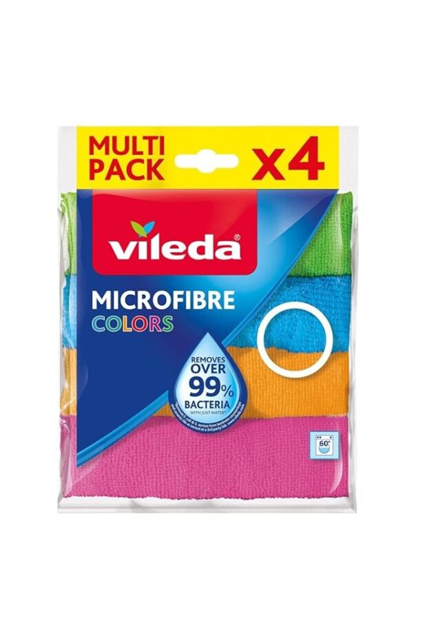 Vileda Microfibre Cloth, Absorbent, Hygienic, Versatile, Durable & Washable 30x30cm - 4 Pcs