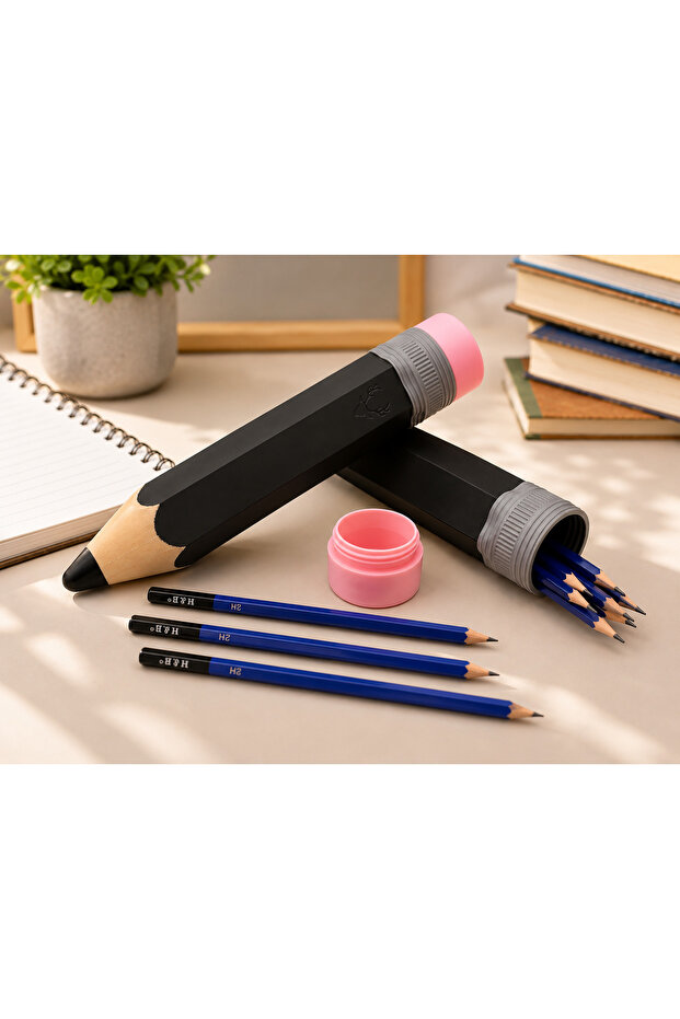 Giant Pencil-Shaped Pencil Case – 32X6 cm Decorative 3D Printing Pen Holder and Pencil Storage Box Eraser Pink