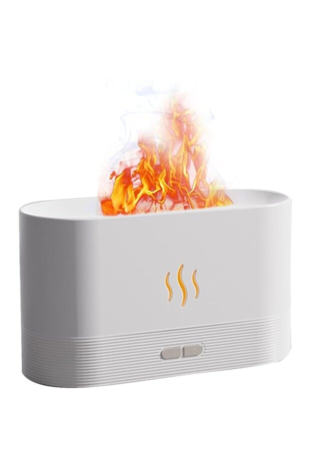 ELTERAZONE Flame Humidifier Night Light Quiet Desk Top USB Humidifier Aromatherapy Essential Oil Aroma Diffuser for Home Spa Office Bedroom Baby Room (Flame Aroma Diffuser, WHITE 01)