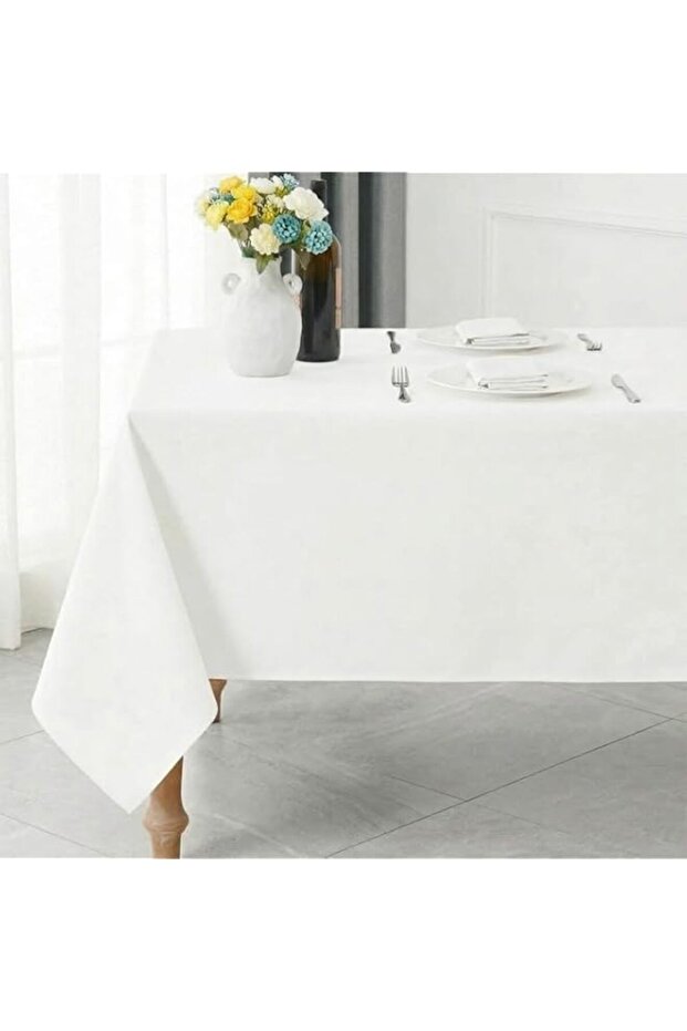 Rectangle 4 Feet Tablecloth 132 * 177cm Linen Textured Table Cloth Stain and Wrinkle Resistant Washable Polyester, Decorative Table Cover Waterproof for Dining, Buffet and Camping, White