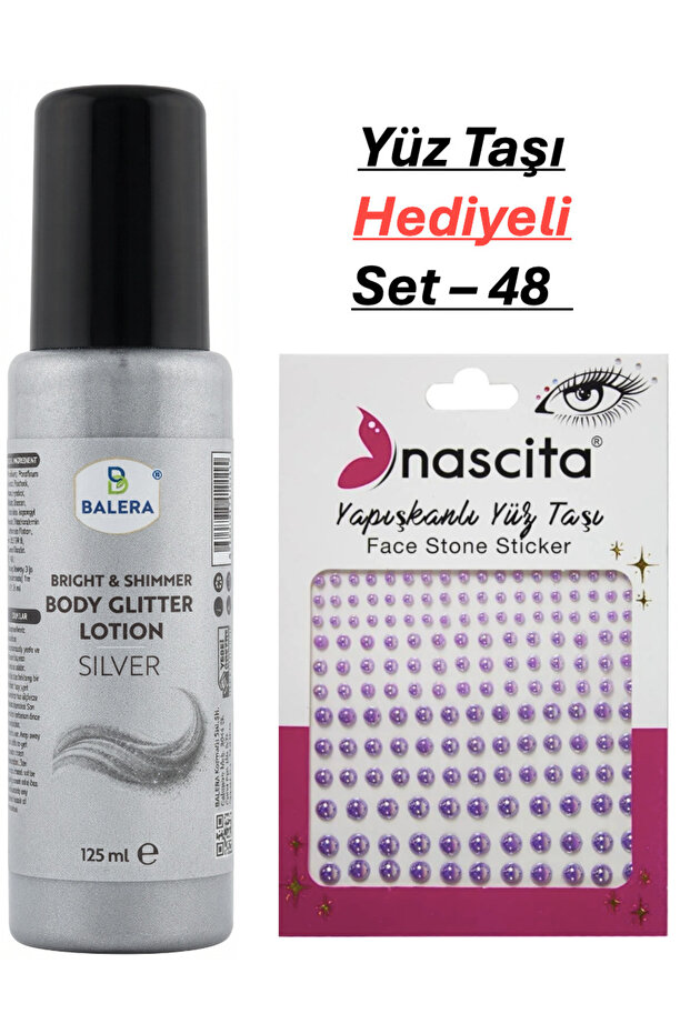 Body Lotion Silver Glitter 125 ml & Facial Stone Gift-48
