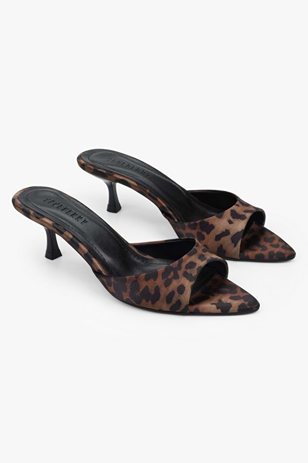 Women's Seina Leopard Satin Mini Heeled Slippers