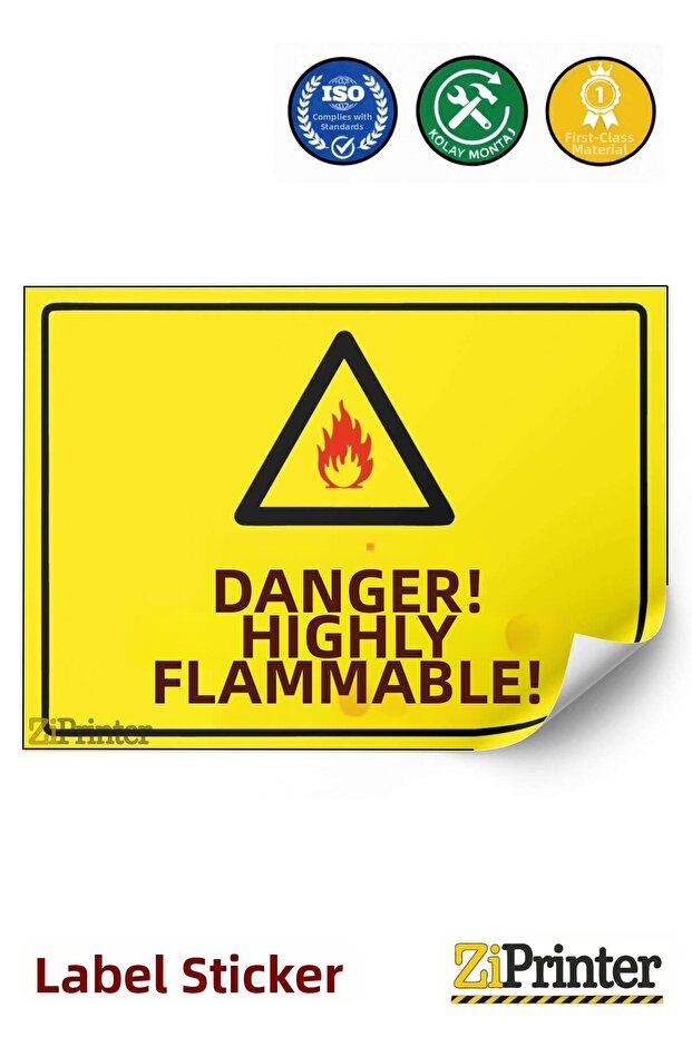 Danger! Highly Flammable Depot! Isg Warning Sign Sticker 70X100 cm