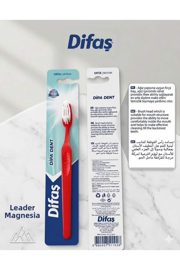 Di̇faş Di̇pa Dent Medium Hard Toothbrush Red