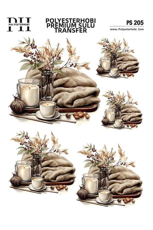 Premium Water Transfer 25X35 Flower and Candle Patterned Ps 205