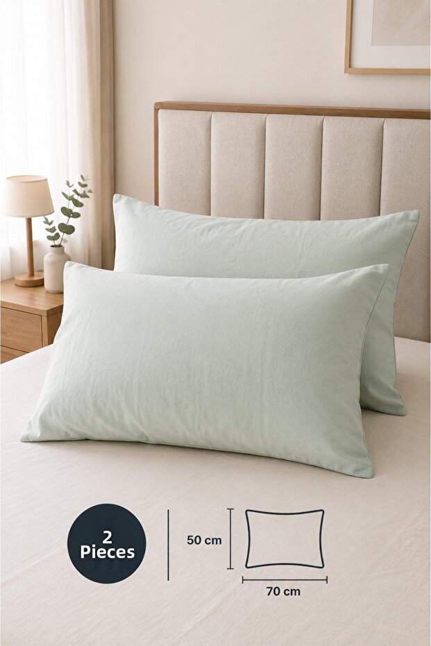 2-Piece Pillowcase 50X70 cm Solid Color Ice Green