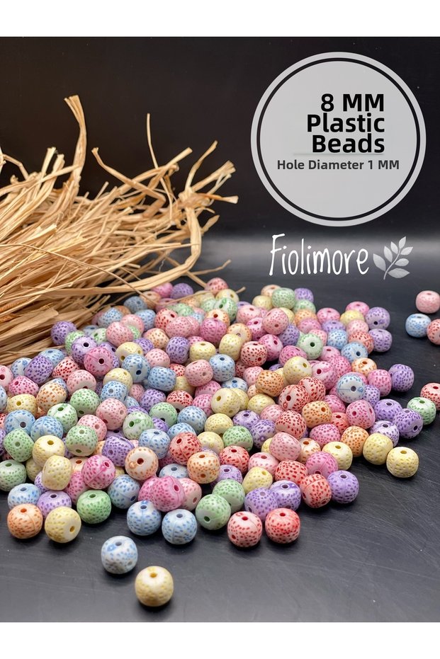 Pastel 8 mm Round Hobby Jewelry Beads (25 Grams 50 Pieces) Mixed Color Pattern Plastic