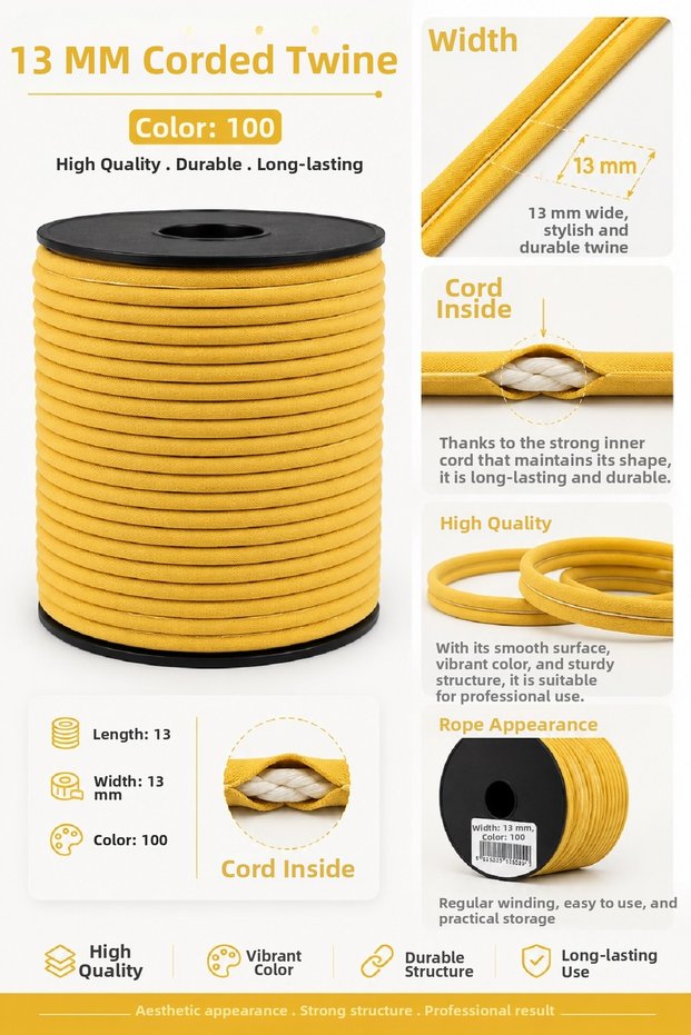 100% Cotton Verev Layered Drawstring Bias Tape (20 Meters) - Cotton Sewing and Bias Tape