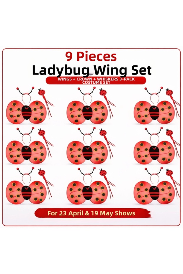 9-Piece Ladybug Costume Set – Wing, Crown, Wand