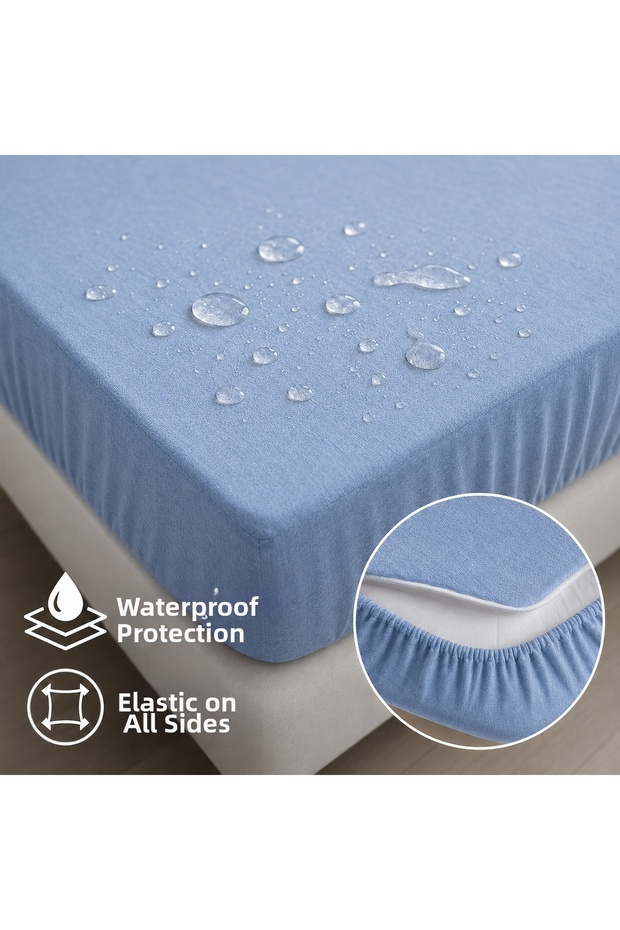 Double Waterproof Mattress Protector 160 X 200 cm 4 Sides Fully Elastic Mattress Protector